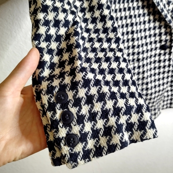Escada Houndstooth One Button Wool blazer Jacket Sz 38/ M - Picture 4 of 8